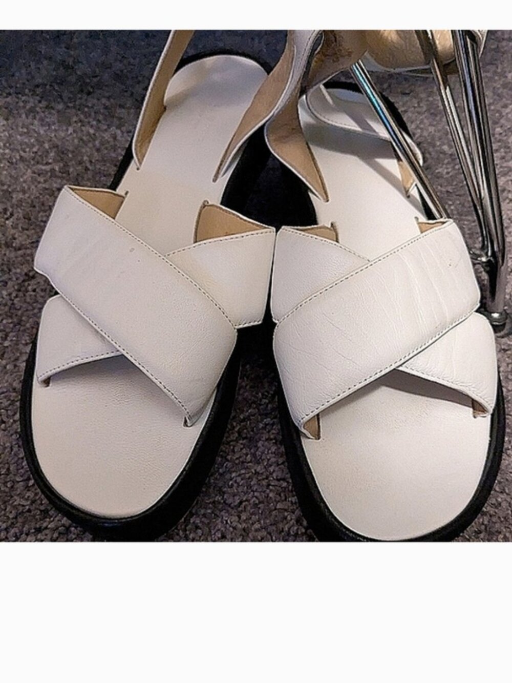 Rag & Bone White Black Cross-Strap Slide Sandals Size 38 - Picture 2 of 5